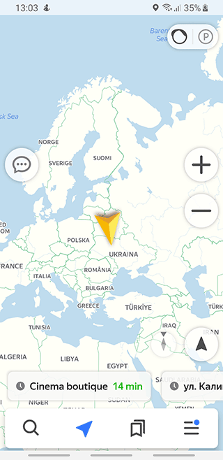Yandex Maps with its walking routes across Russia, Ukraine and Turkey