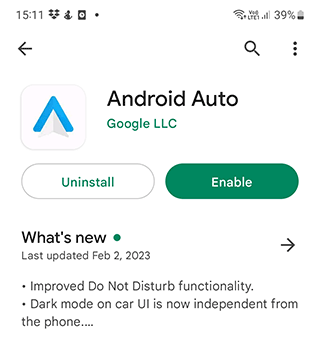 Android Auto Uninstall option