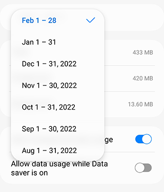Data usage period