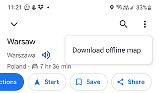 Download offline map option
