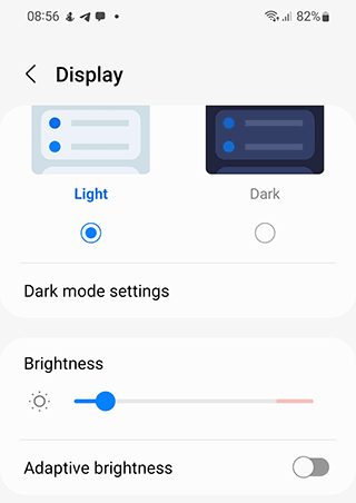 Adaptive Brightness option on Android