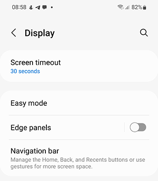 Screen timeout option