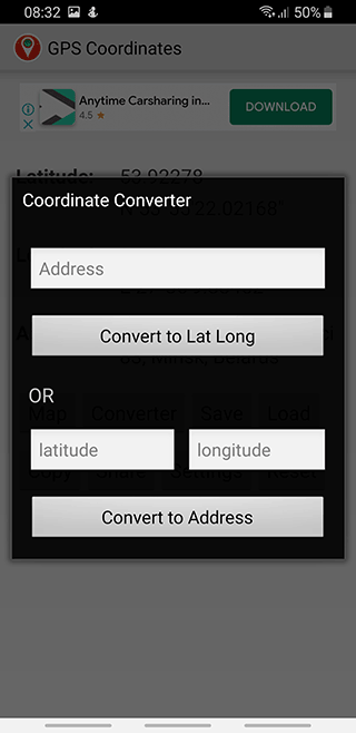 GPS Coordinates app for Android