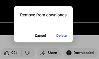 Remove from Downloads button
