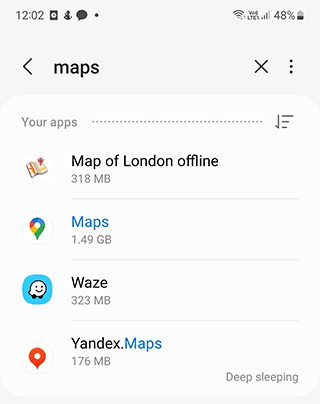 Maps app on Android