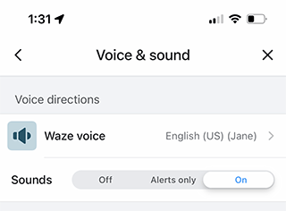 Waze voice options