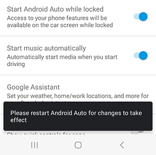 Android Auto settings