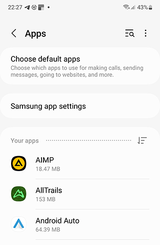 Apps list