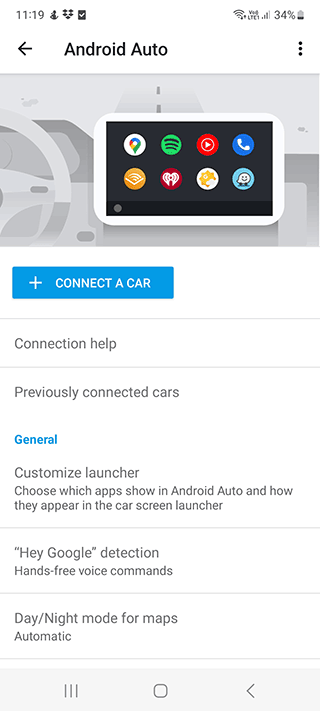 Android Auto interface