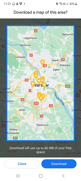 Downloading offline map via Google Maps
