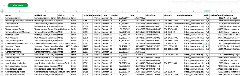 Available Google Maps saved places export formats
