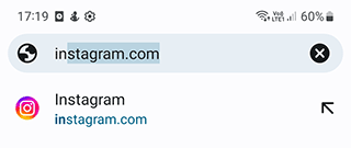 Opening Instagram via Chrome