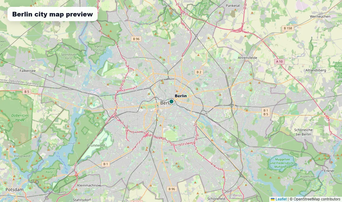 Berlin city map preview in Germany