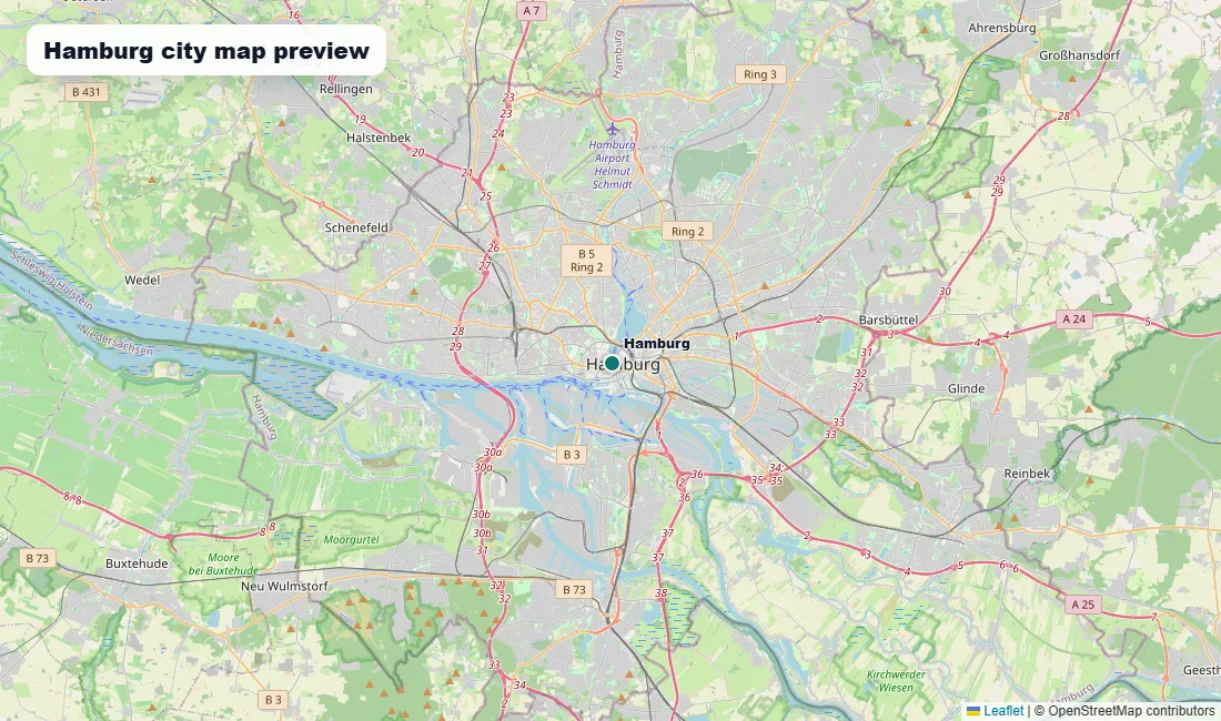 Hamburg city map preview in Germany