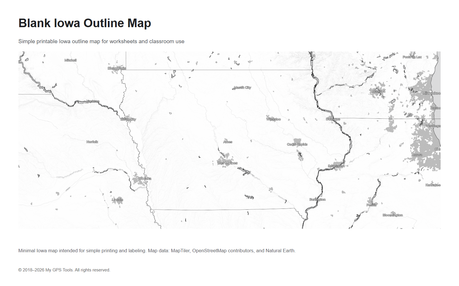 Blank Iowa outline map