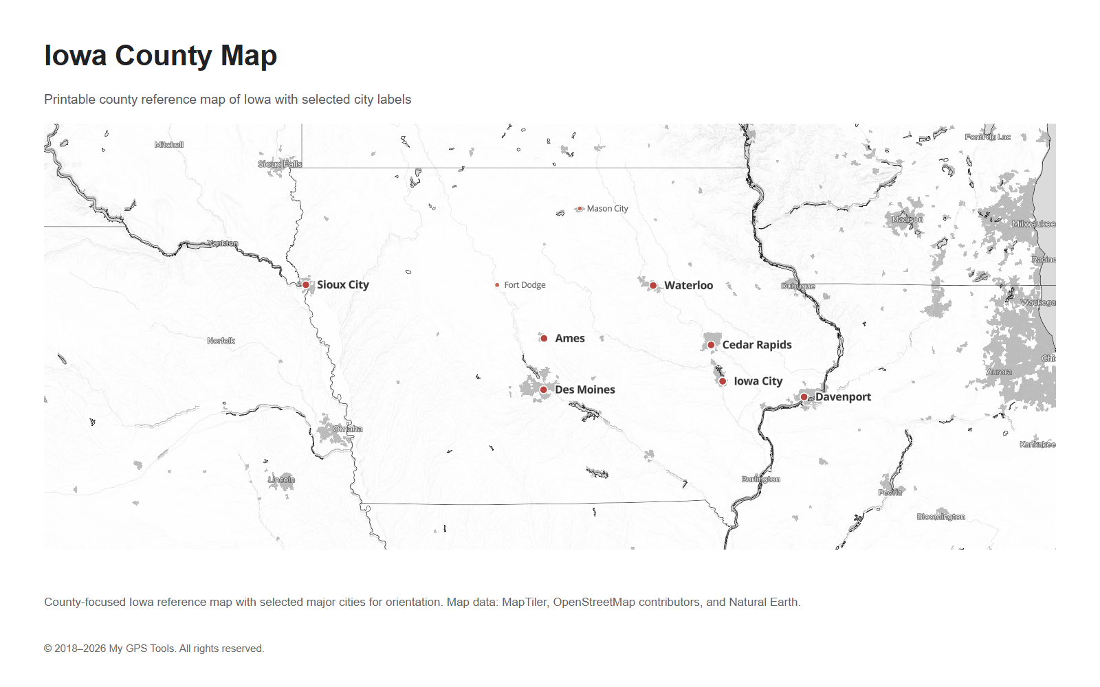 Iowa county map