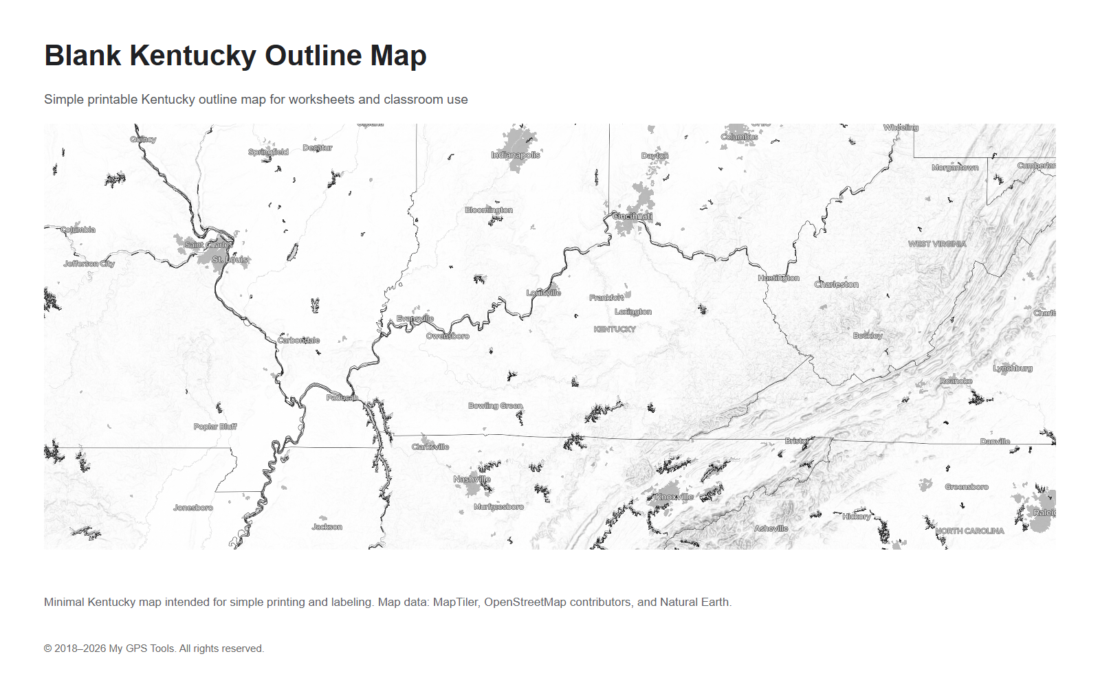 Blank Kentucky outline map