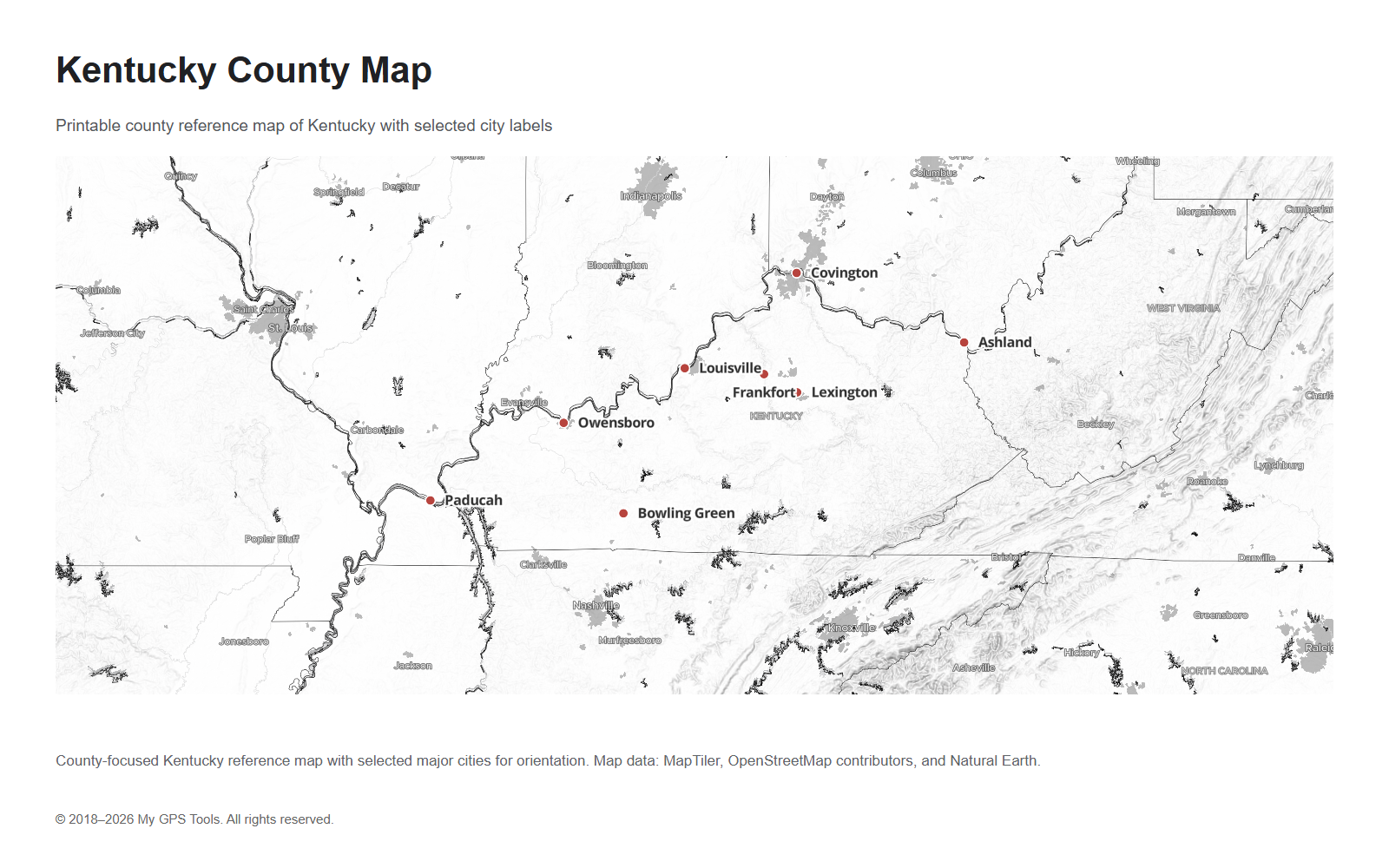 Kentucky county map