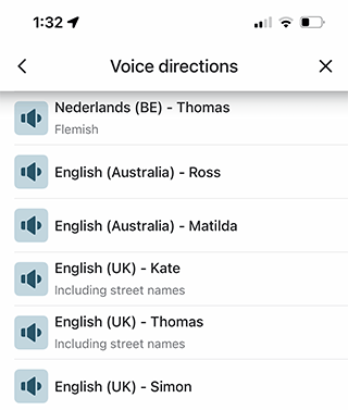 Voice directions dialog