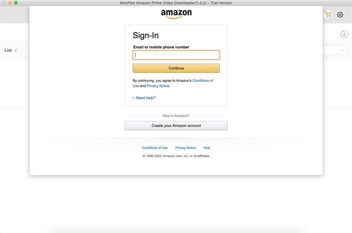 Log in Amazon Prime Video Downloader