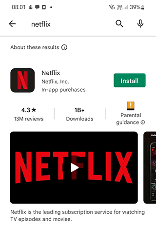 Netflix app on Google Play