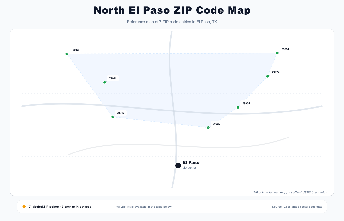 North El Paso ZIP code map