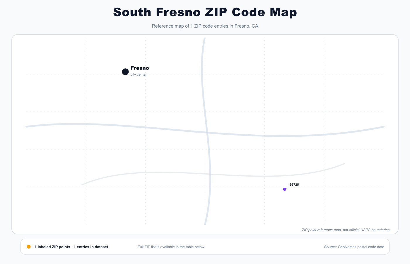 South Fresno ZIP code map