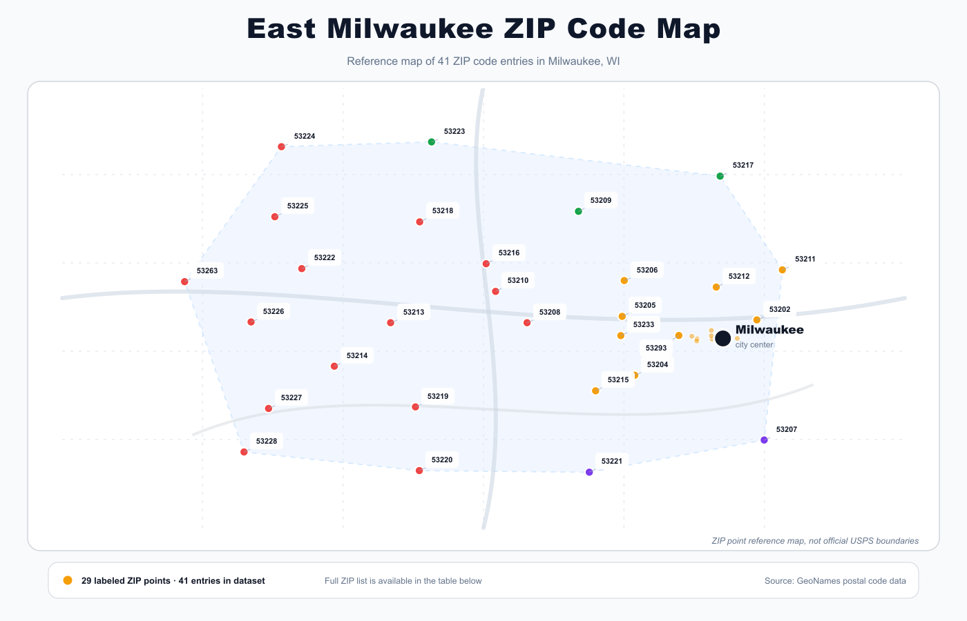 East Milwaukee ZIP code map