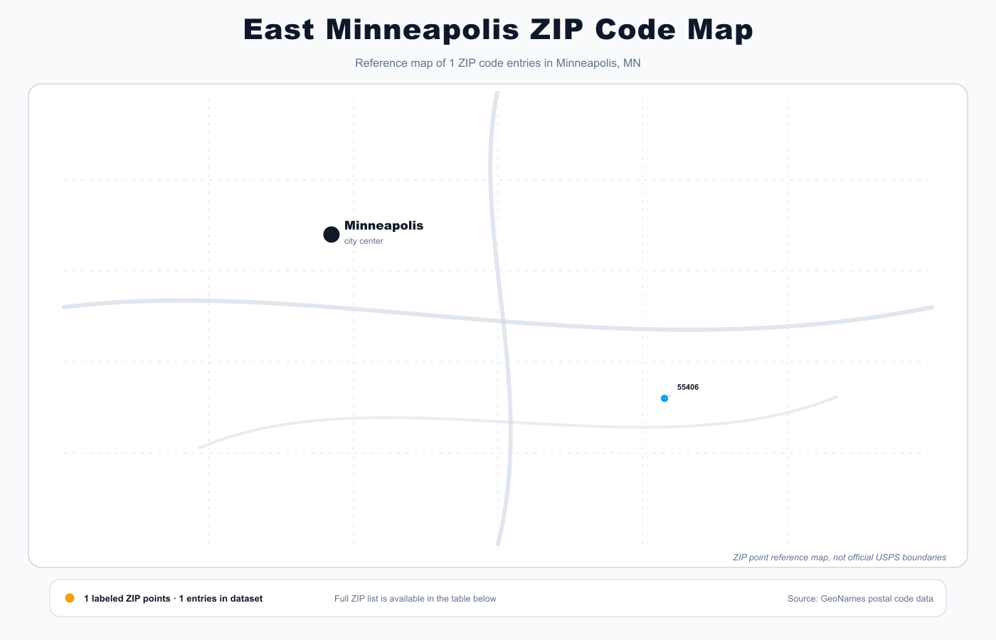 East Minneapolis ZIP code map
