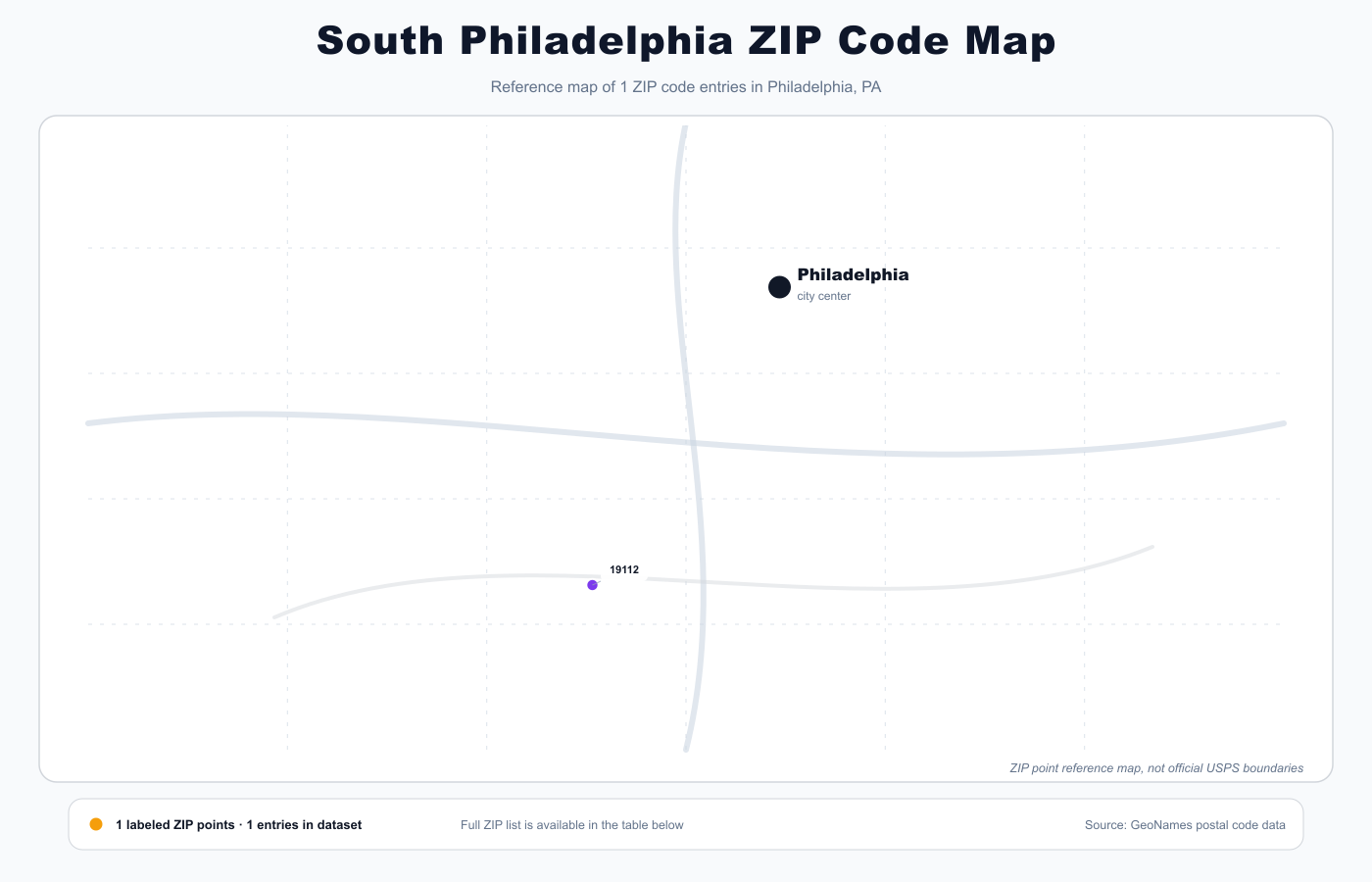 South Philadelphia ZIP code map