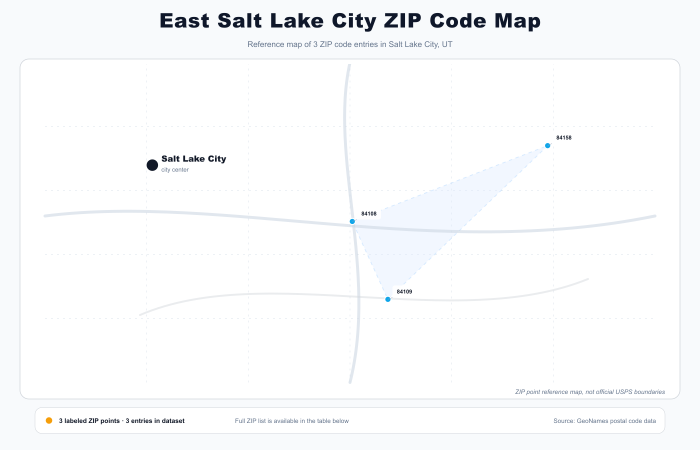 East Salt Lake City ZIP code map