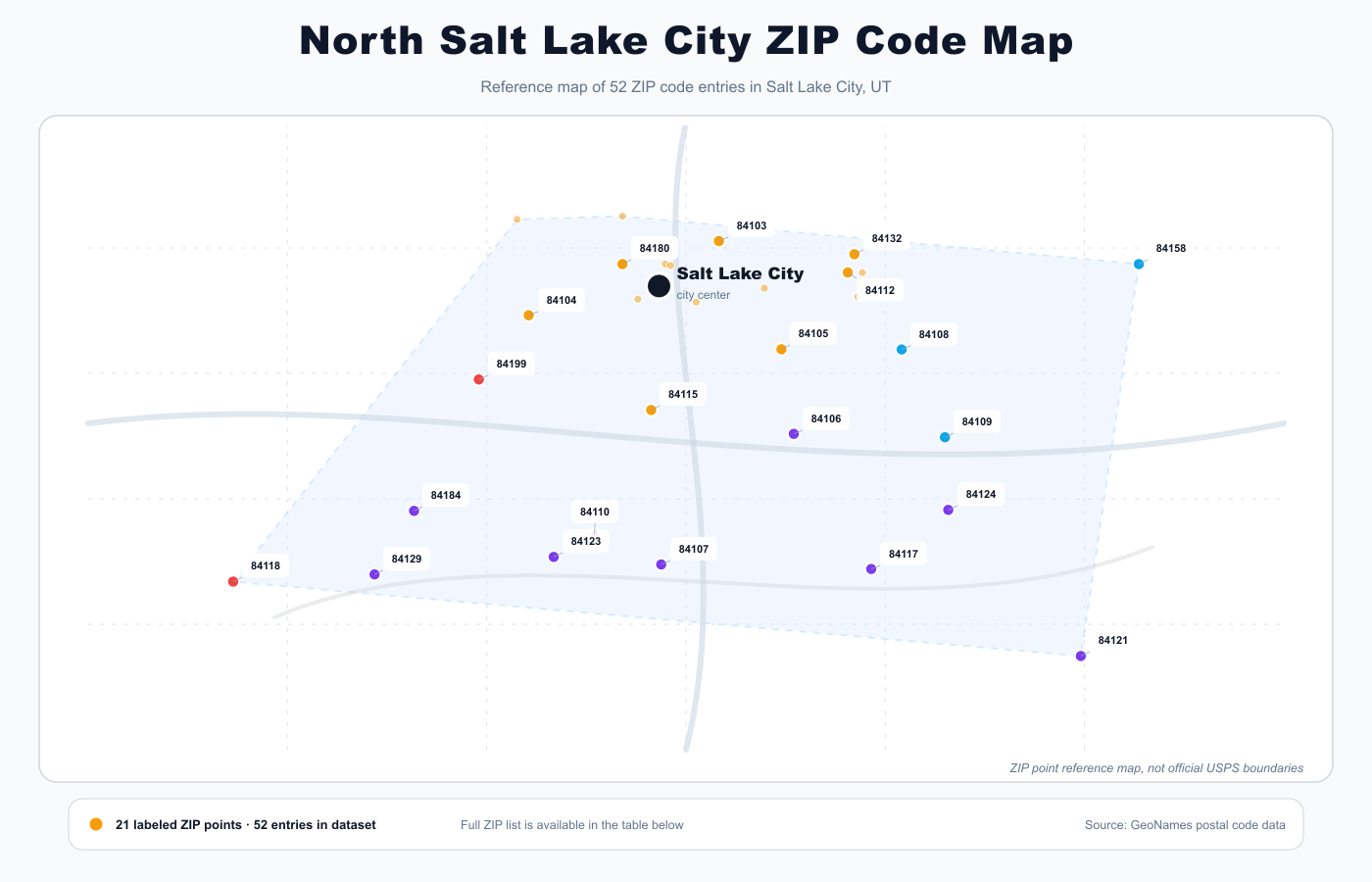 North Salt Lake City ZIP code map
