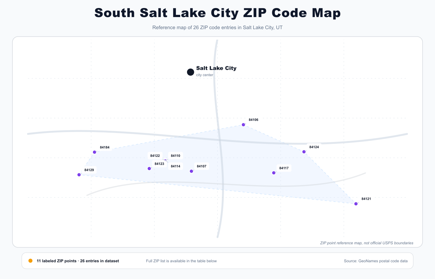 South Salt Lake City ZIP code map